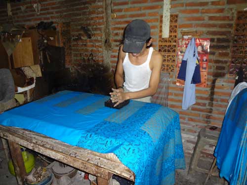 Authentic Indonesian batik designs hand-stamped by a Pekalongan artisan