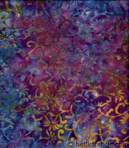 Blue Red Murraya Exotica Balinese Batik Fabric