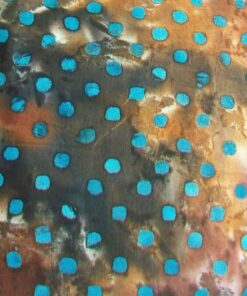 Sky Blue Dots on Brown Batik Fabric