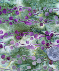 Purple Berry on Green Batik Fabric