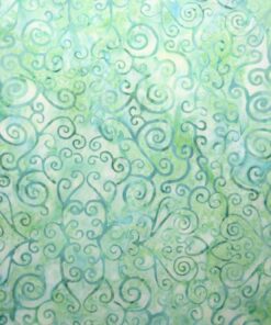 Swirl light pale green batik fabric