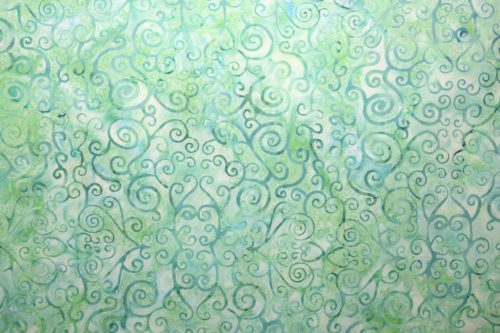 Swirl light pale green batik fabric