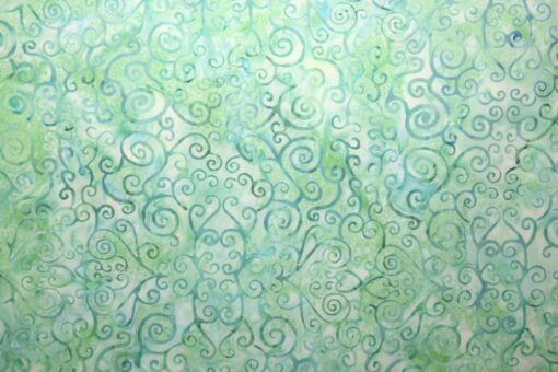 Swirl light pale green batik fabric