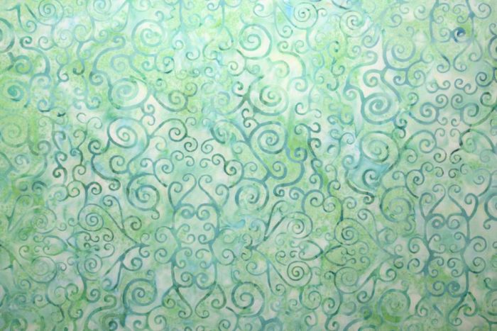 Swirl light pale green batik fabric