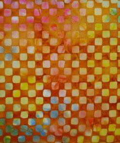 Square yellow brown purple blue batik fabric