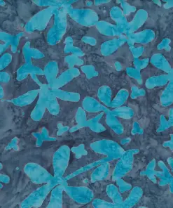 Deep blue navy and silver floral handmade batik, authentic Pekalongan cotton fabric
