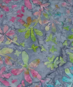 Light purple multicolor floral batik fabric, 100% premium cotton hand-stamped botanical