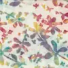 White multicolor pastel floral batik fabric, 100% premium cotton hand-stamped botanical