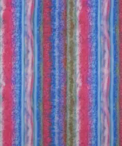 Close-up of Berry Pink and Blue Stripe Bali Batik Print Fabric showing vertical watercolor texture on 100% cotton