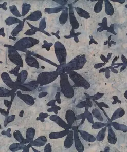 Light yellow and dark grey hand-stamped Berry Flower batik pattern cotton