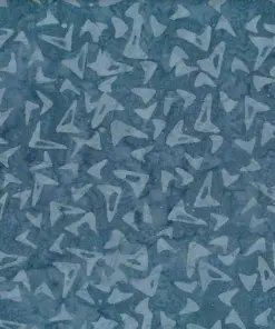 Muted dark gray-blue handmade cotton batik fabric with light gray geometric boomerang pattern.