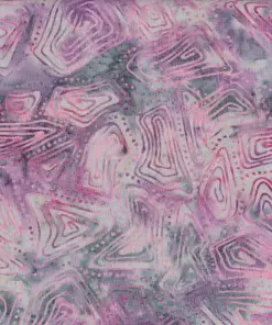 Purple-Gray Ethnic Line Pattern Batik Fabric - 100% Cotton Handmade Textile for Quilting and Sewing