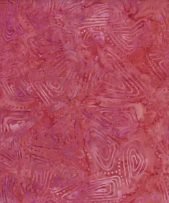 Red Ethnic Line Pattern Batik Fabric - 100% Cotton Handmade Textile for Quilting and Sewing