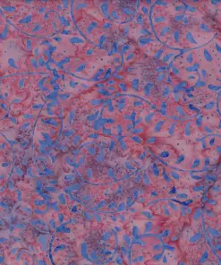 Dark pink magenta and blue fern vine patterned authentic Indonesian batik fabric