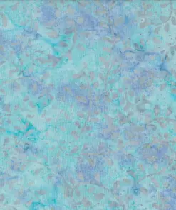 Light blue and purple fern botanical authentic handmade batik fabric for quilting