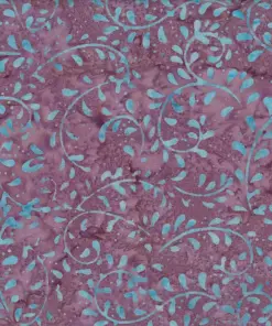 Light purple and sky blue fern vine patterned authentic Indonesian batik fabric
