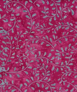 Vibrant light violet and blue fern patterned traditional Indonesian batik cotton fabric