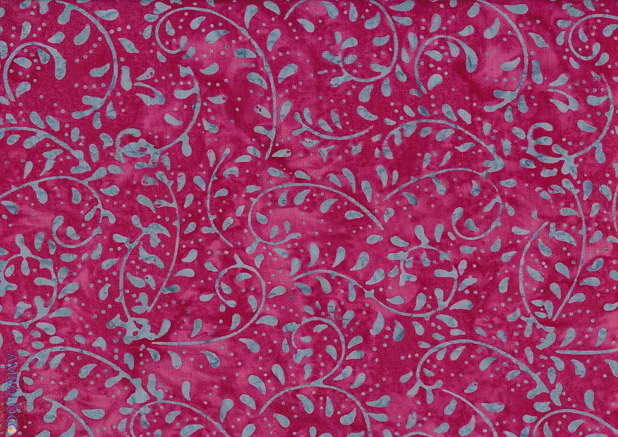 Vibrant light violet and blue fern patterned traditional Indonesian batik cotton fabric