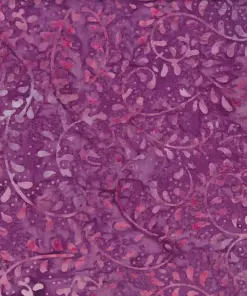 Solid dark violet background with light purple fern leaf handmade batik fabric