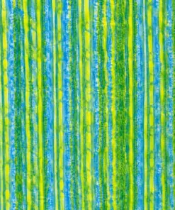 Hand-Dyed Striped Tie-Dye Batik Fabric in Yellow, Blue, and Green
