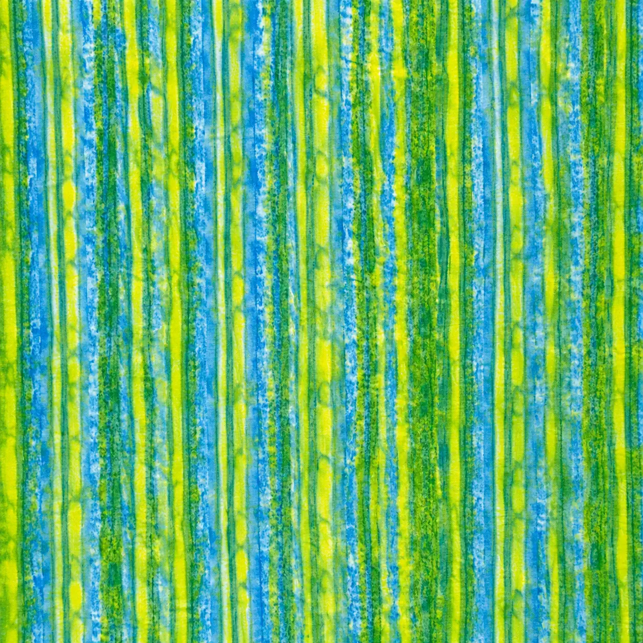 Hand-Dyed Striped Tie-Dye Batik Fabric in Yellow, Blue, and Green