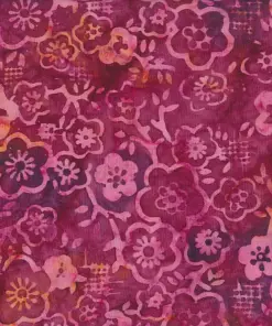 Rich dark purple and magenta Jasmine floral motif handmade Indonesian batik fabric for quilting and dressmaking.