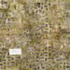 Earthy silver brown batik fabric with a rustic geometric box pattern of small squares, hand-dyed cotton.