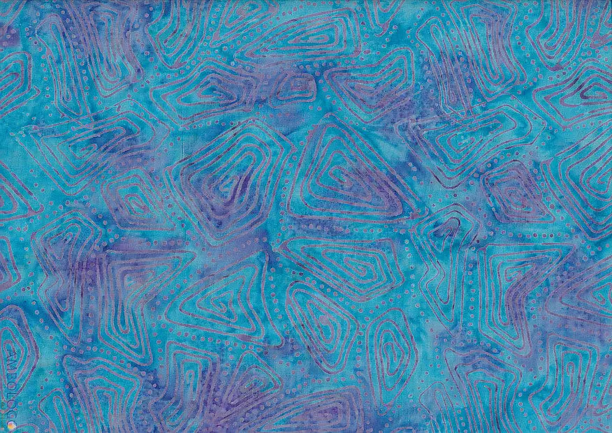 Abstract geometric Bondi Blue batik fabric handmade 100% cotton