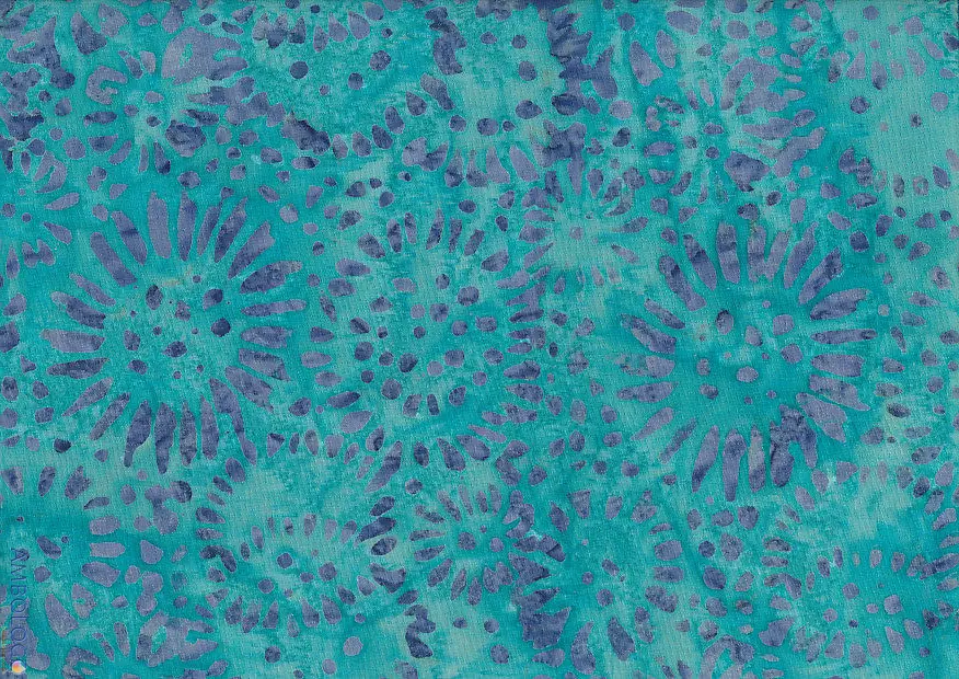 Dark Cyan Teal Sunflower Batik Fabric Handcrafted premium cotton