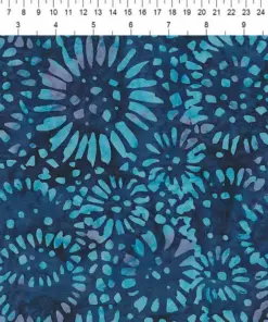 Deep blue navy sunflower motif hand-stamped authentic batik fabric 100% cotton