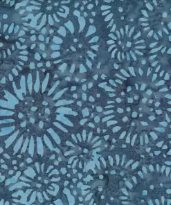 Dark slate gray and blue sunflower pattern authentic hand-stamped batik fabric