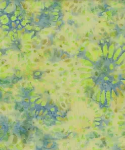 Bright lime green and yellow watercolor sunflower hand-dyed batik fabric