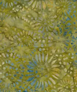 Olive green earthy tone sunflower pattern authentic batik fabric