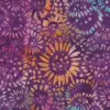 Violet purple and orange sunflower motif authentic batik fabric