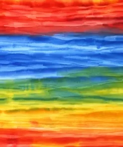 Vibrant Watercolor Rainbow Stripe Hand Dyed Batik Fabric