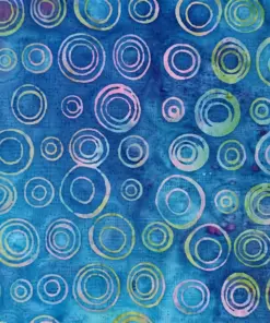 Authentic blue circle batik fabric wholesale, featuring hand-dyed circular abstract patterns on 100% premium cotton for quilting and fashion.