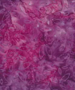 Dark purple batik fabric rich with magenta gradients, filled with elegant pale purple oval motifs.