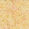 Golden yellow bullet motif batik fabric with a fine gradient texture and copper-orange abstract oval patterns.
