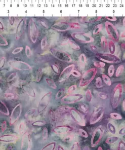 Batik fabric with a tie-dye violet-gray background and bright magenta