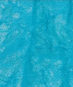 Rich dark cyan dotted batik fabric displaying deep teal marbling and vibrant speckled textures on 100% premium cotton, ideal for elegant textile crafts.