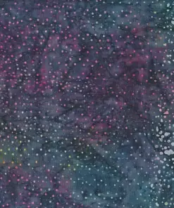 Authentic dark blue-purple dotted batik fabric showing a celestial, galaxy-like speckled pattern on 100% premium cotton, handcrafted in Indonesia.