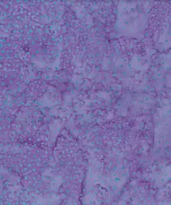 Bright light purple dotted batik fabric featuring an electrifying violet background with contrasting teal speckles on 100% premium artisan cotton.