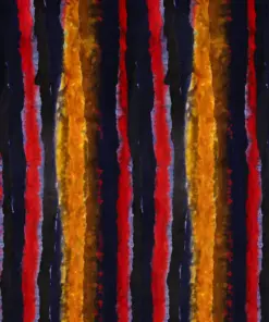 Hand-dyed Vivid Watercolor stripe red and yellow batik fabric with watercolor bleed effect