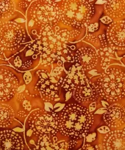 Autumn Harvest Queen Anne's Lace rust and amber botanical batik fabric for fall quilting.