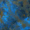 Bright azure blue and sandy brown Geometric Coral Batik Fabric with continuous abstract coral and sea foam shapes.