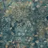 Coastal Mist teal and seafoam green hand-stamped Queen Anne's Lace Floral batik fabric.