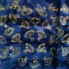 Deep dark blue and brown folding fan design authentic cotton quilting batik fabric.