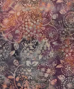 Dusk Queen Anne's Lace hand-dyed plum and peach botanical batik fabric from Pekalongan.