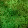 100% cotton Rich Emerald Hosta green botanical Clematis Floral Batik Quilting Fabric. displaying traditional hand-stamped leaf and floral designs.
