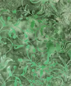 Enchanted moss and sage green wild ivy botanical batik cotton fabric by the yard.